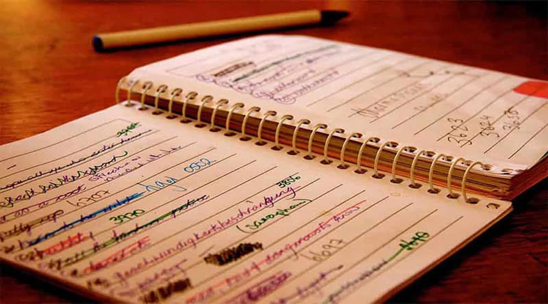caderno de notas, listas