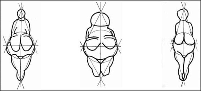 Figura 2: Ilustrações femininas em forma de losango, típicas das deusas Vénus do Paleolítico