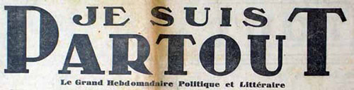 Fig. 2: cabeçalho do jornal Je suis partout, criado em 1930, em França