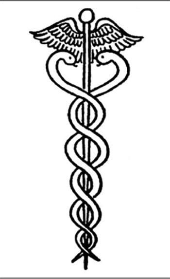 O caduceu de Mercúrio, símbolo do comércio