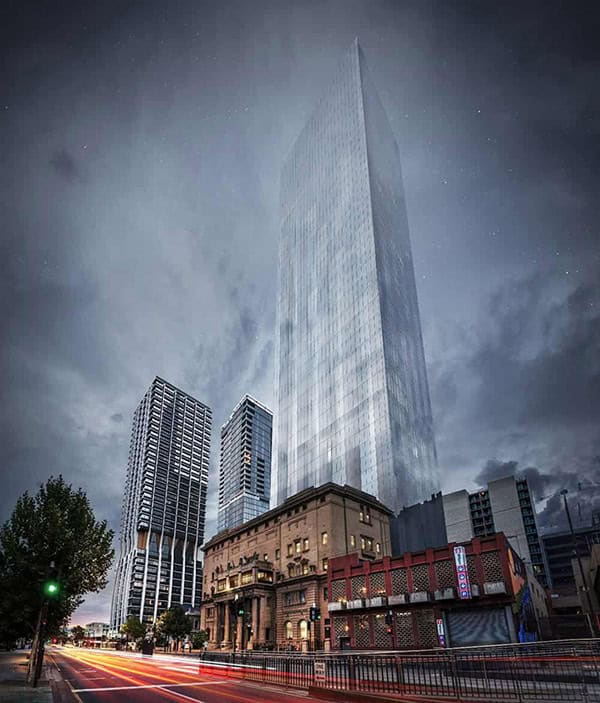 Uma renderização do futuro edifício, Fonte: Freemasons SA