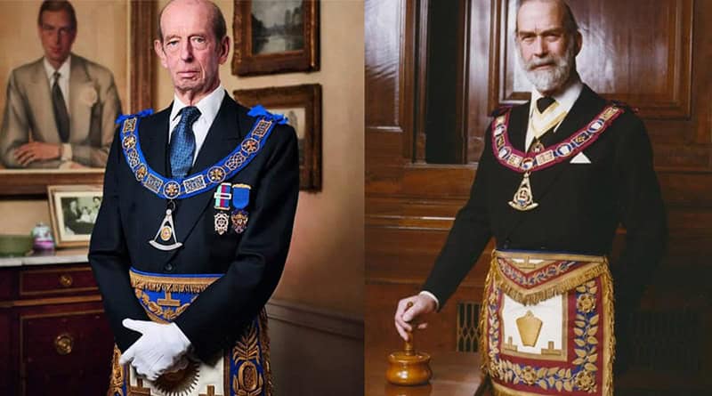 À esquerda: SAR o Duque de Kent – Grão-Mestre da UGLEÀ direita: SAR o Príncipe Michael de Kent – Grão-Mestre dos Maçons de Marca