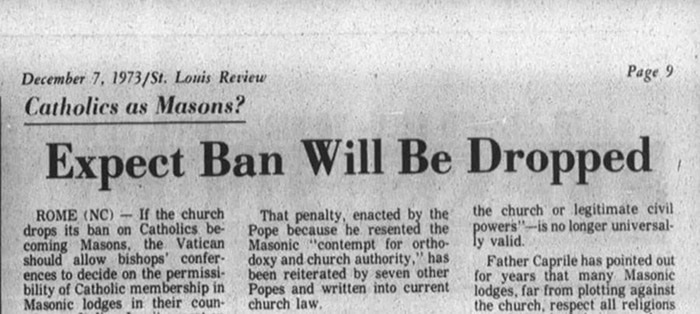 Louis Review (jornal da Arquidiocese de St. Louis), 7 de Dezembro de 1973, página 9. Digitalização via Catholic News Archive, domínio público