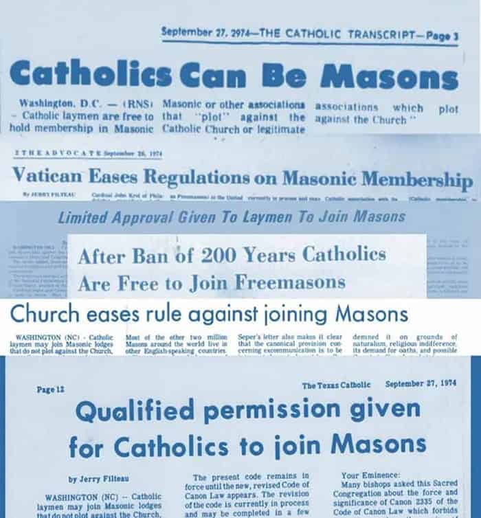 Colagem de títulos de jornais diocesanos de 26 e 27 de Setembro de 1974. Digitalizações através do Catholic News Archive, Washington Digital Newspapers, e Newspaper Archive, domínio público