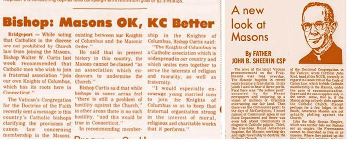 De 18 de Outubro de 1974. À esquerda, o Catholic Transcript (jornal da Arquidiocese de Hartford), página 7; à direita, o Catholic Northwest Progress (jornal da Arquidiocese de Seattle), página 4. Digitalizações através do Catholic News Archive e Washington Digital newspapers, domínio público