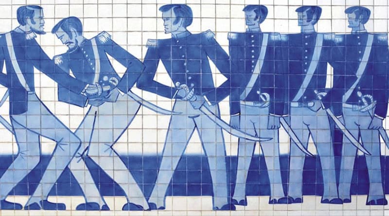 Detalhe do Painel de Corbiniano Lins que retratou a revolução pernambucana, padre francisco de sales
