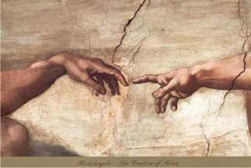 Figura 3 - Pintura de Michelangelo: Detalhe dos dedos de Deus e Adão - http://midiailluminati.blogspot.com.br/